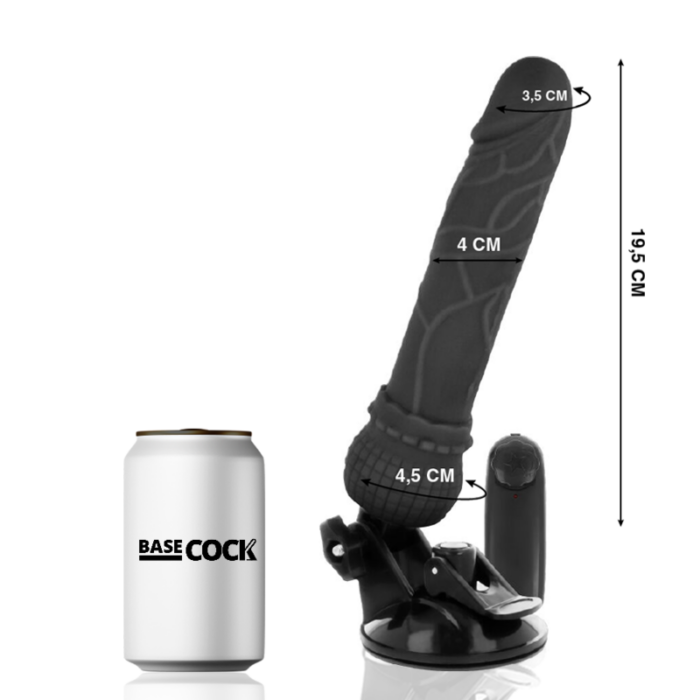BASECOCK - VIBRADOR REALÍSTICO CONTROL REMOTO NEGRO 19.5 CM -O- 4 CM - CandyHot - Foto 2