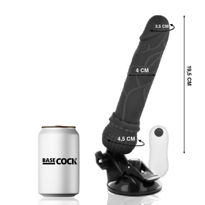 BASECOCK - VIBRADOR REALÍSTICO CONTROL REMOTO NEGRO 19.5 CM -O- 4 CM - CandyHot - Foto 2