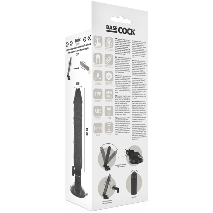 BASECOCK - VIBRADOR REALÍSTICO CONTROL REMOTO NEGRO 20 CM -O- 4 CM - CandyHot - Foto 5