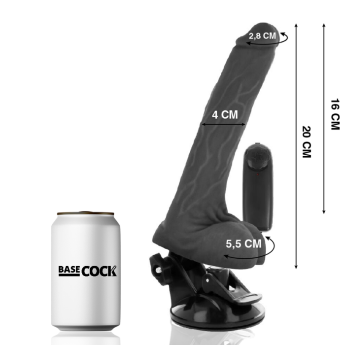 BASECOCK - VIBRADOR REALÍSTICO CONTROL REMOTO NEGRO CON TESTÍCULOS 20 CM -O- 4 CM - CandyHot - Foto 2