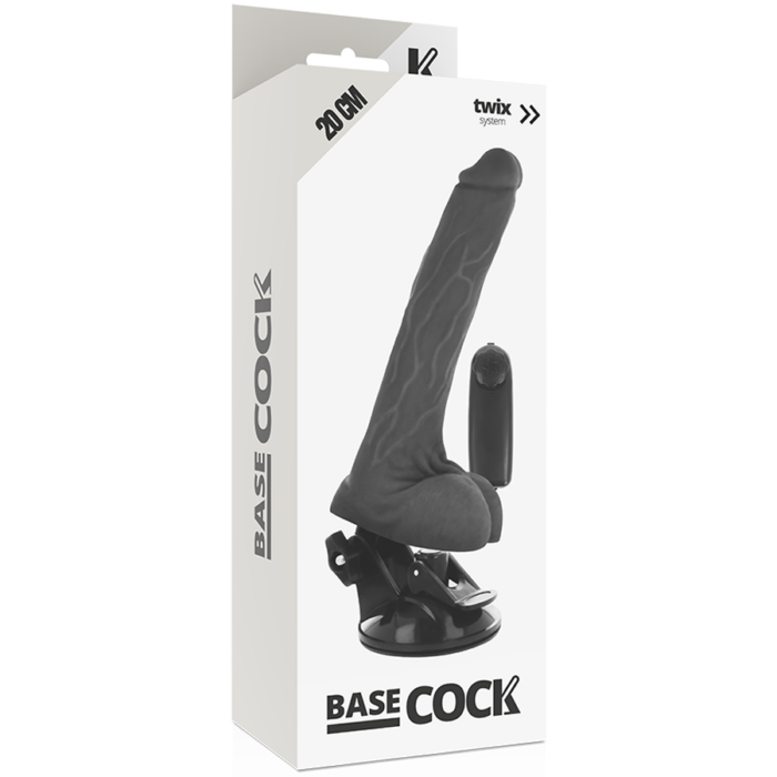 BASECOCK - VIBRADOR REALÍSTICO CONTROL REMOTO NEGRO CON TESTÍCULOS 20 CM -O- 4 CM - CandyHot - Foto 4