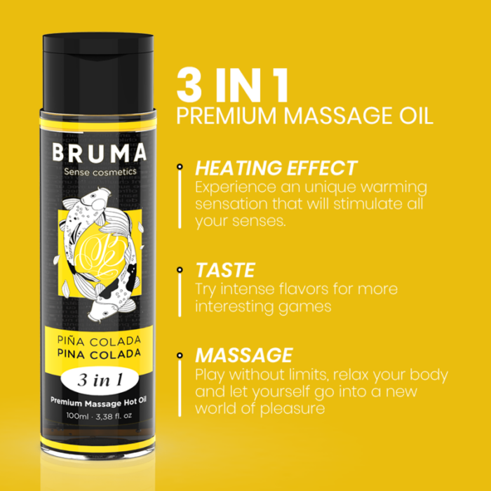 BRUMA - ACEITE DE MASAJE PREMIUM EFECTO CALOR SABOR PIÑA COLADA 3 EN 1 - 100 ML - CandyHot - Foto 4