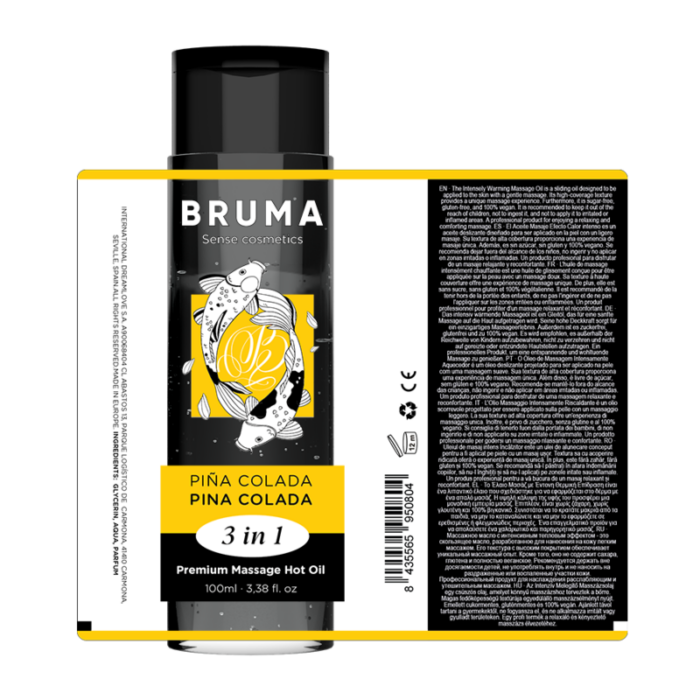 BRUMA - ACEITE DE MASAJE PREMIUM EFECTO CALOR SABOR PIÑA COLADA 3 EN 1 - 100 ML - CandyHot - Foto 5