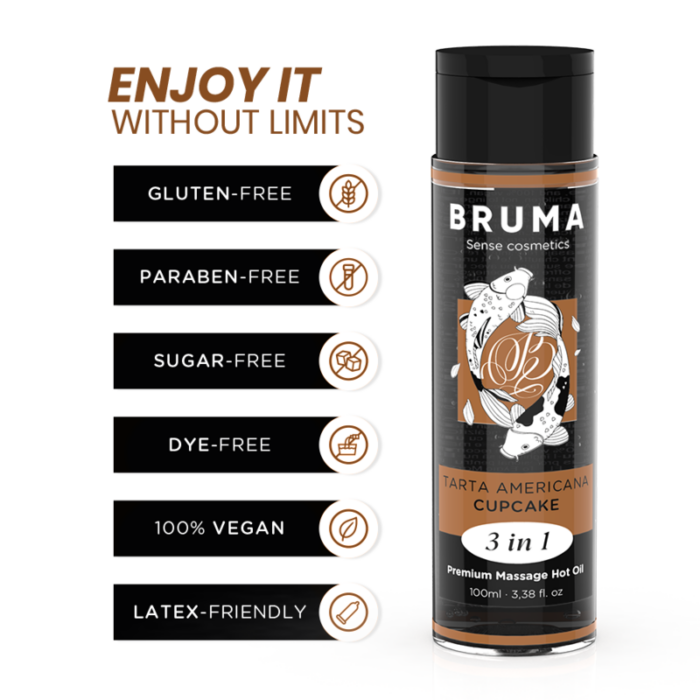 BRUMA - ACEITE DE MASAJE PREMIUM EFECTO CALOR SABOR TARTA AMERICANA 3 EN 1 - 100 ML - CandyHot - Foto 3