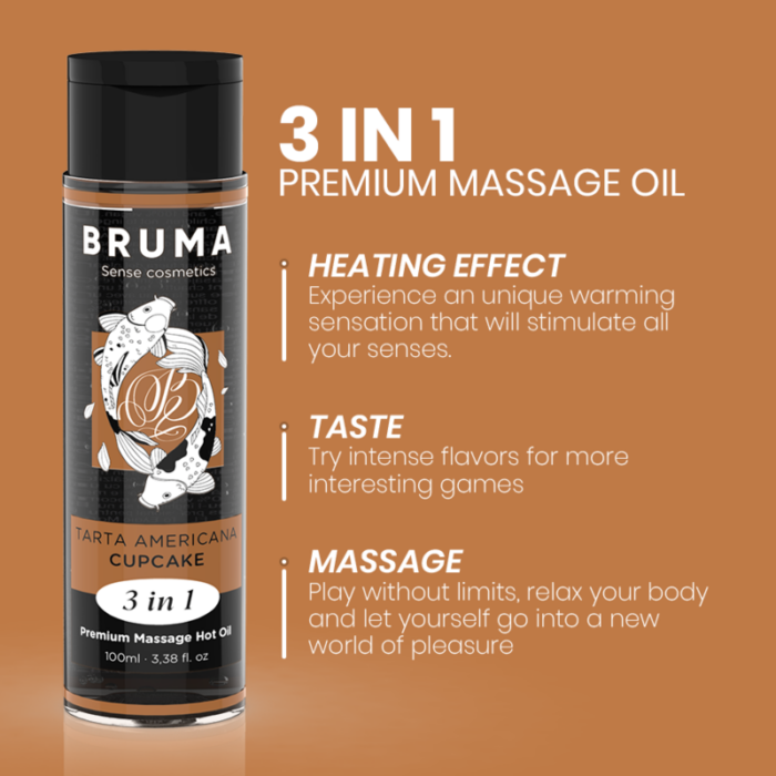BRUMA - ACEITE DE MASAJE PREMIUM EFECTO CALOR SABOR TARTA AMERICANA 3 EN 1 - 100 ML - CandyHot - Foto 4