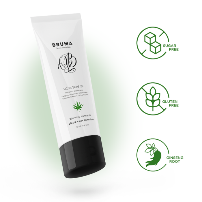 BRUMA - GEL DESLIZANTE CON ACEITE DE SEMILLA EFECTO CALOR SABOR CANNABIS 100 ML - CandyHot - Foto 2