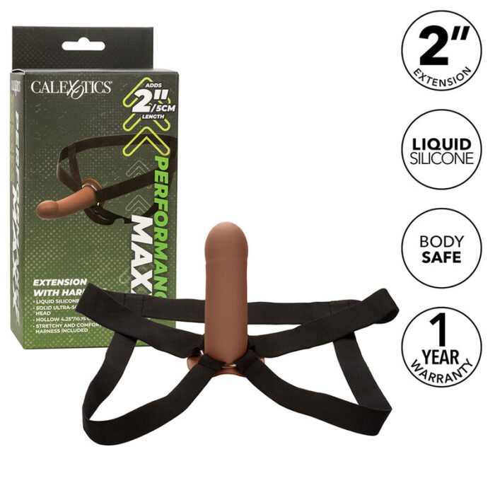 CALEXOTICS - PERFORMANCE MAXX EXTENSIÓN CON ARNÉS PIEL MORENO - CandyHot - Foto 2