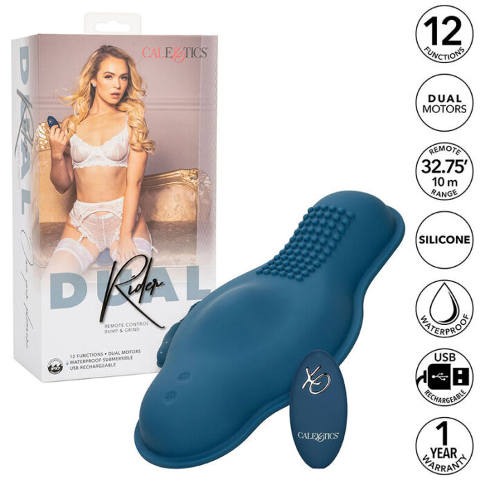 CALEXOTICS - RIDER MASAJEADOR DOBLE MOTOR CONTROL REMOTO AZUL - CandyHot - Foto 2