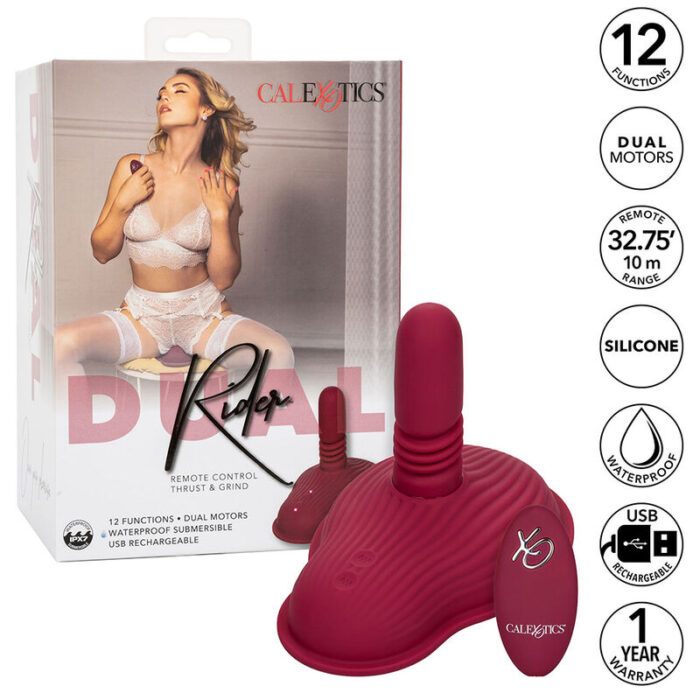 CALEXOTICS - RIDER MASAJEADOR DOBLE MOTOR CONTROL REMOTO ROJO - CandyHot - Foto 2