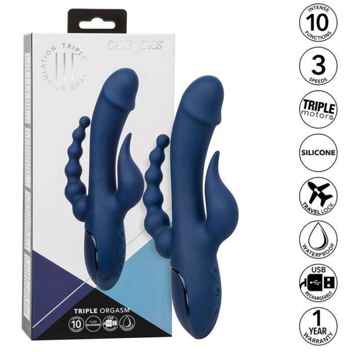 CALEXOTICS - VIBRADOR TRIPLE ORGASM AZUL - CandyHot - Foto 2