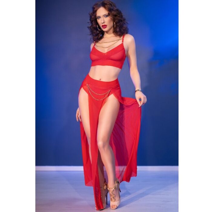 CHILIROSE - CR 4850 SET TOP ROJO Y LEGGINS CON COMPLEMENTOS DORADOS L - CandyHot - Foto 5