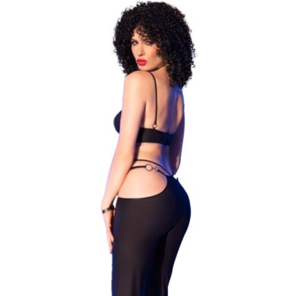CHILIROSE - CR 4851 SET TOP NEGRO Y LEGGINS CON COMPLEMENTOS DORADOS M - CandyHot - Foto 2