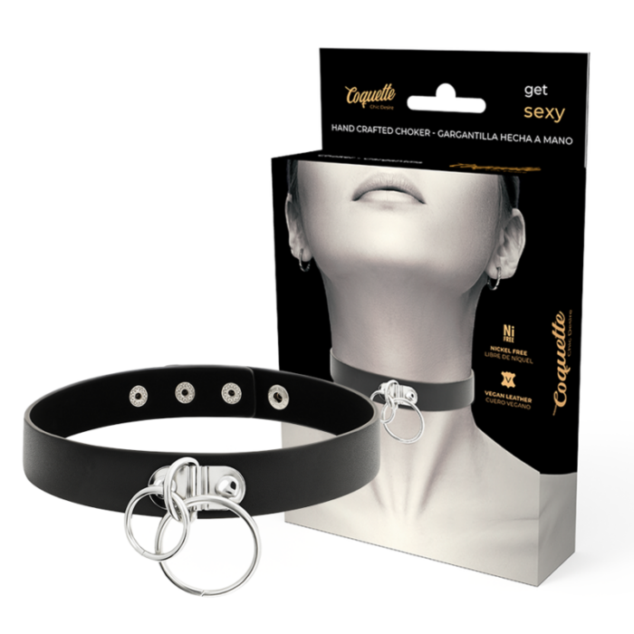 COQUETTE CHIC DESIRE - CHOKER CUERO VEGANO DOBLE ANILLA - CandyHot - Foto 1