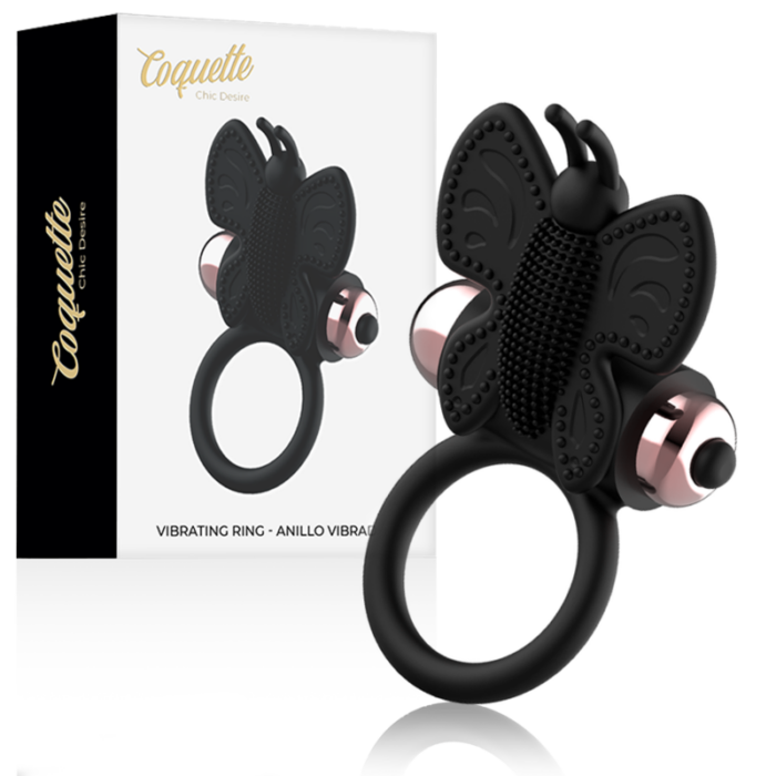 COQUETTE CHIC DESIRE - COCK RING BUTTERFLY ANILLO VIBRADOR NEGRO / GOLD - CandyHot - Foto 1