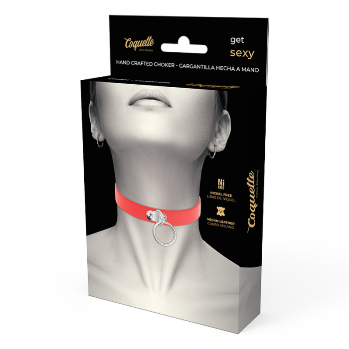 COQUETTE CHIC DESIRE - COLLAR CUERO VEGANO ROJO ACCESORIO WOMAN FETISH - CandyHot - Foto 6