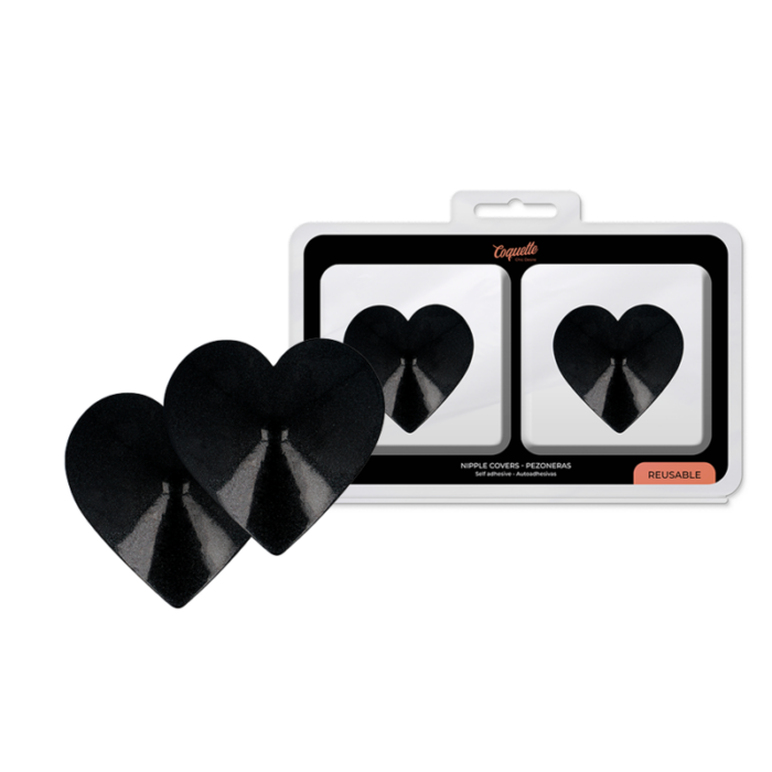 COQUETTE CHIC DESIRE - CUBRE PEZONES METAL CORAZONES NEGROS - CandyHot - Foto 1