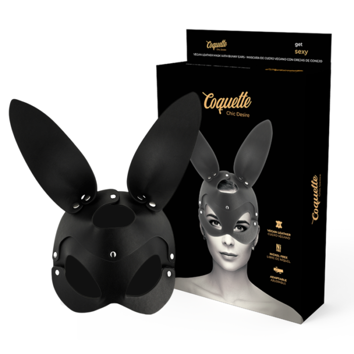 COQUETTE CHIC DESIRE - MASCARA CUERO VEGANO CON OREJAS DE CONEJO - CandyHot - Foto 1