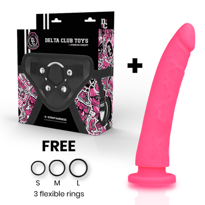 DELTA CLUB - TOYS DILDO + ARNES ROSA SILICONA MEDICA 20 CM -O- 4 CM - CandyHot - Foto 2