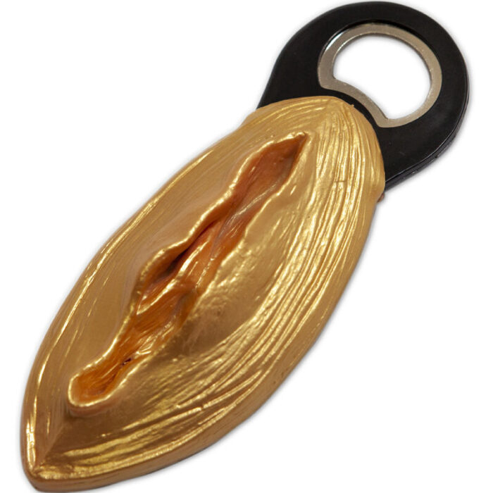 DIABLO PICANTE - ABRIDOR NEGRO CON FORMA VAGINA DORADO - CandyHot - Foto 1