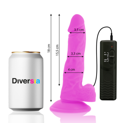 DIVERSIA - DILDO REALÍSTICO FLEXIBLE CON VIBRACIÓN LILA 18 CM -O- 4 CM - CandyHot - Foto 2