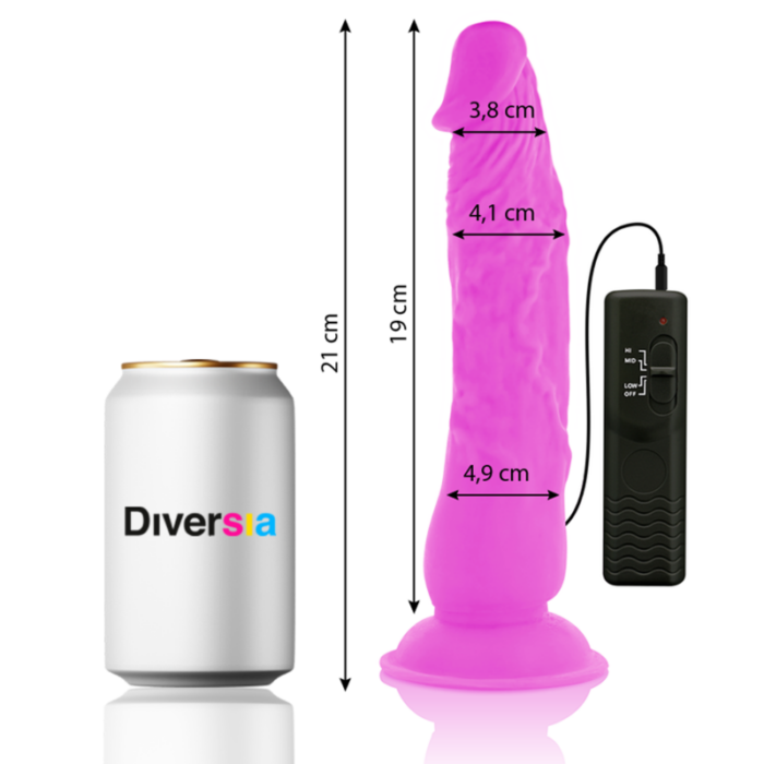 DIVERSIA - DILDO REALÍSTICO FLEXIBLE CON VIBRACIÓN LILA 21 CM -O- 4.9 CM - CandyHot - Foto 2