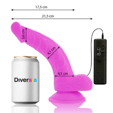 DIVERSIA - DILDO REALÍSTICO FLEXIBLE CON VIBRACIÓN LILA 21.5 CM -O- 4.5 CM - CandyHot - Foto 2