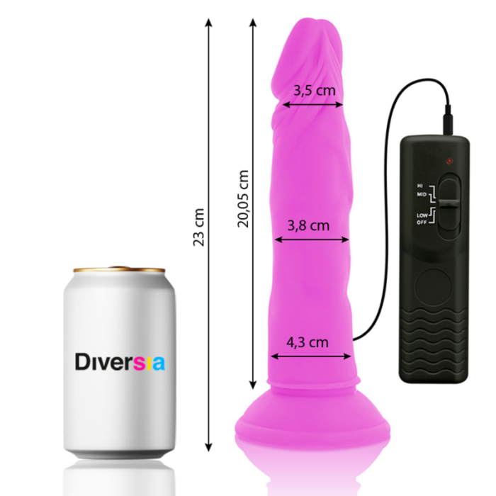DIVERSIA - DILDO REALÍSTICO FLEXIBLE CON VIBRACIÓN LILA 23 CM -O- 4.3 CM - CandyHot - Foto 2