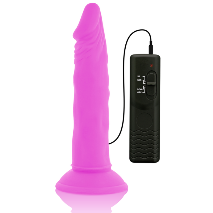 DIVERSIA - DILDO REALÍSTICO FLEXIBLE CON VIBRACIÓN LILA 23 CM -O- 4.3 CM - CandyHot - Foto 4
