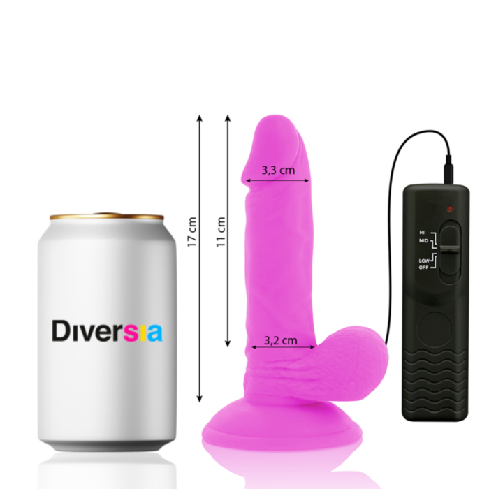 DIVERSIA - DILDO REALÍSTICO FLEXIBLE CON VIBRACIÓN MORADO 17 CM -O- 3.3 CM - CandyHot - Foto 2