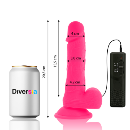 DIVERSIA - DILDO REALÍSTICO FLEXIBLE CON VIBRACIÓN ROSA 20.5 CM -O- 4.2 CM - CandyHot - Foto 2