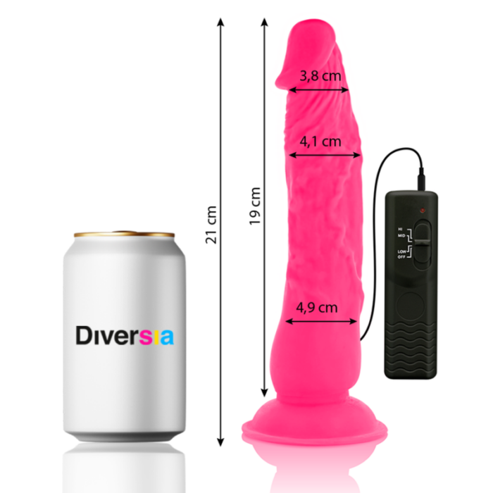 DIVERSIA - DILDO REALÍSTICO FLEXIBLE CON VIBRACIÓN ROSA 21 CM -O- 4.9 CM - CandyHot - Foto 2