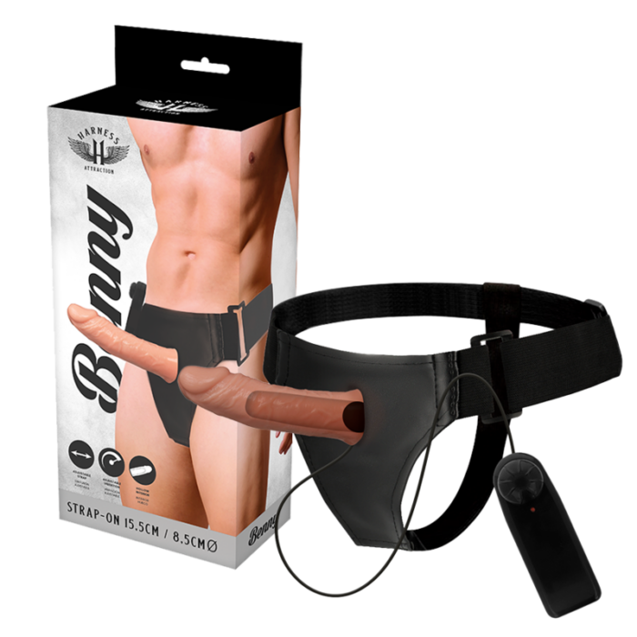 HARNESS ATTRACTION - ARNÉS  HUECO BENNY CON VIBRADOR 15 CM -O- 4.5 CM - CandyHot - Foto 1