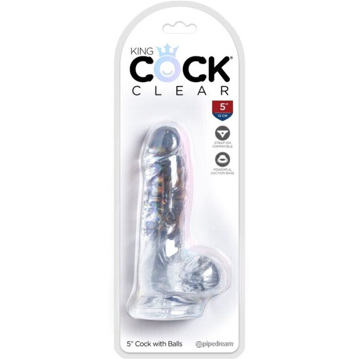 KING COCK - CLEAR PENE REALÍSTICO CON TESTÍCULOS 10.1 CM TRANSPARENTE - CandyHot - Foto 5