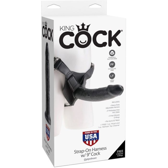 KING COCK - HARNESS CON PENE REALÍSTICO NEGRO 22.9 CM - CandyHot - Foto 4