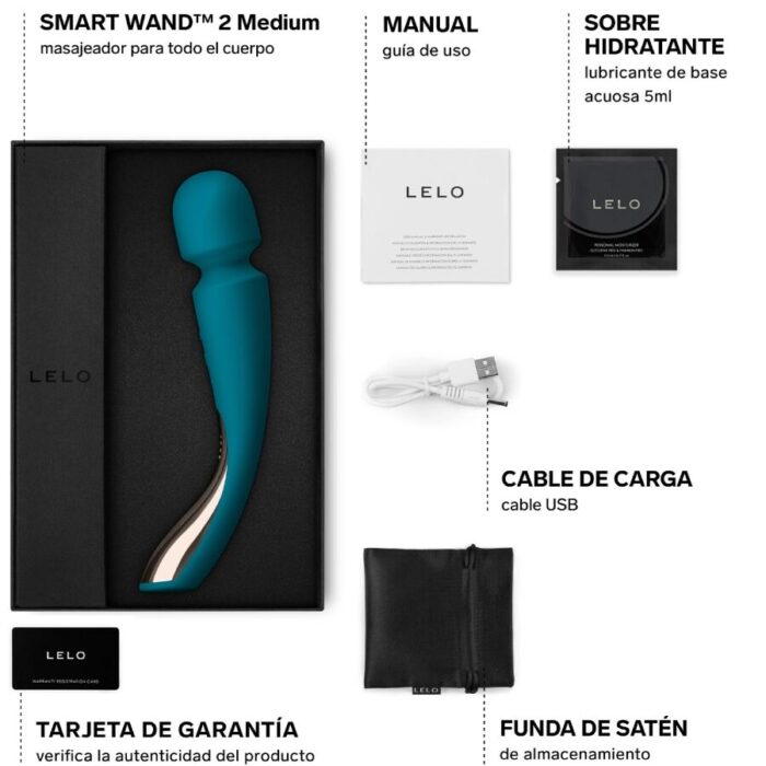 LELO - MASAJEADOR SMART MEDIUM WAND 2 VERDE AGUA - CandyHot - Foto 4