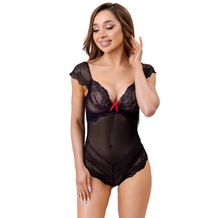 LIVCO CORSETTI FASHION - EVELYN LC 20243 BODY CON ADORNOS DE ENCAJE Y TRANPARENCIAS NEGRO L/XL - CandyHot - Foto 1