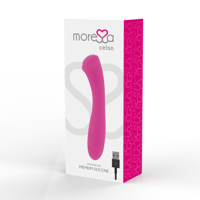 MORESSA - CELSO MASAJEADOR DUO PUNTO G Y SUERO PELVICO PREMIUM SILICONE RECARGABLE - CandyHot - Foto 3