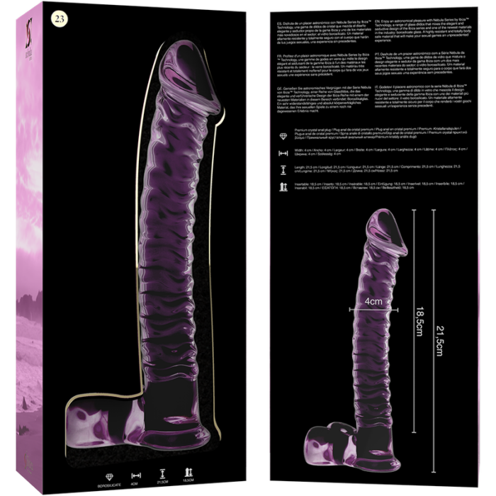 NEBULA SERIES BY IBIZA - MODELO 23 DILDO CRISTAL ROSA 21.5 CM -O- 4 CM - CandyHot - Foto 6