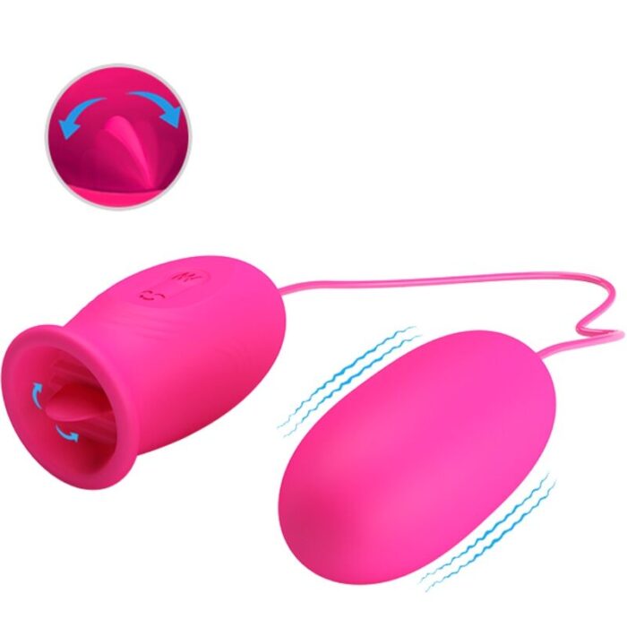 PRETTY LOVE - DAISY HUEVO VIBRADOR + LENGUA ESTIMULADORA DE CLÍTORIS ROSA - CandyHot - Foto 2