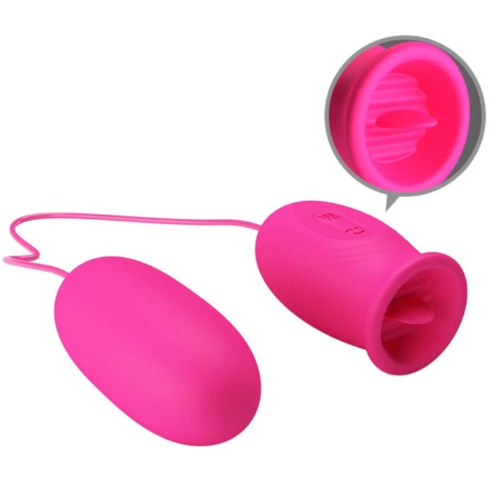 PRETTY LOVE - DAISY HUEVO VIBRADOR + LENGUA ESTIMULADORA DE CLÍTORIS ROSA - CandyHot - Foto 3