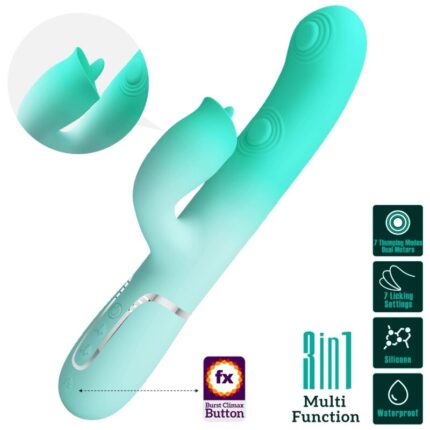 PRETTY LOVE - GIGI VIBRADOR RABBIT MULTIFUNCIÓN VERDE AGUA - CandyHot - Foto 1