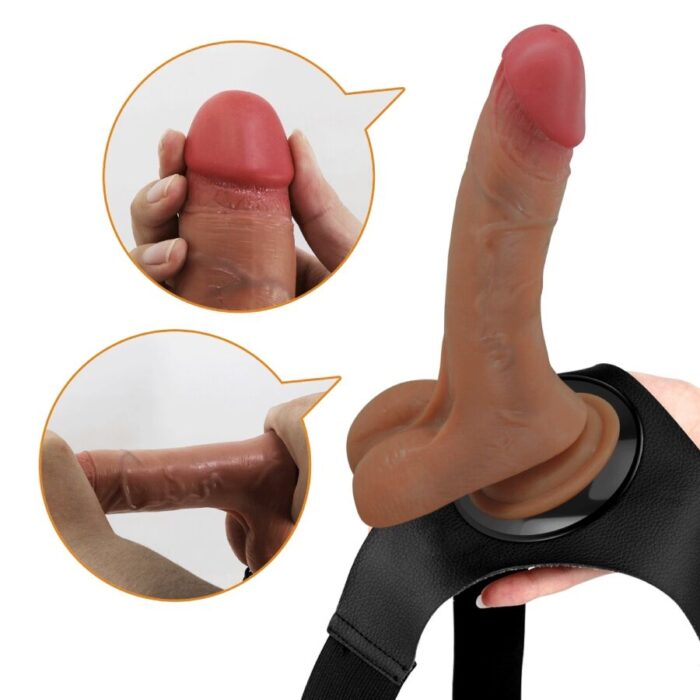 PRETTY LOVE - HARNESS BRIEFS UNIVERSAL CON DILDO VIBRACIÓN Y SQUIRTING 15.5 CM MULATO - CandyHot - Foto 3