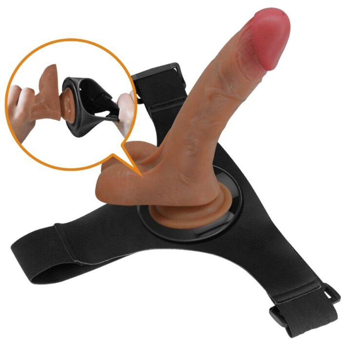 PRETTY LOVE - HARNESS BRIEFS UNIVERSAL CON DILDO VIBRACIÓN Y SQUIRTING 15.5 CM MULATO - CandyHot - Foto 4