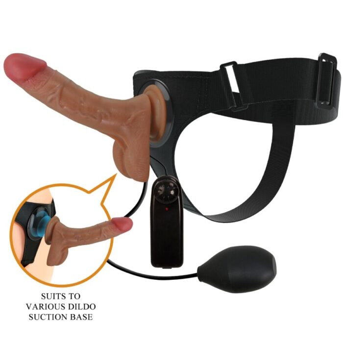 PRETTY LOVE - HARNESS BRIEFS UNIVERSAL CON DILDO VIBRACIÓN Y SQUIRTING 15.5 CM MULATO - CandyHot - Foto 1