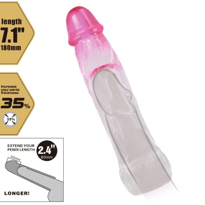 PRETTY LOVE - NERON FUNDA REALÍSTICA ALARGADORA DE 6 CM PARA PENE ROSA - CandyHot - Foto 5