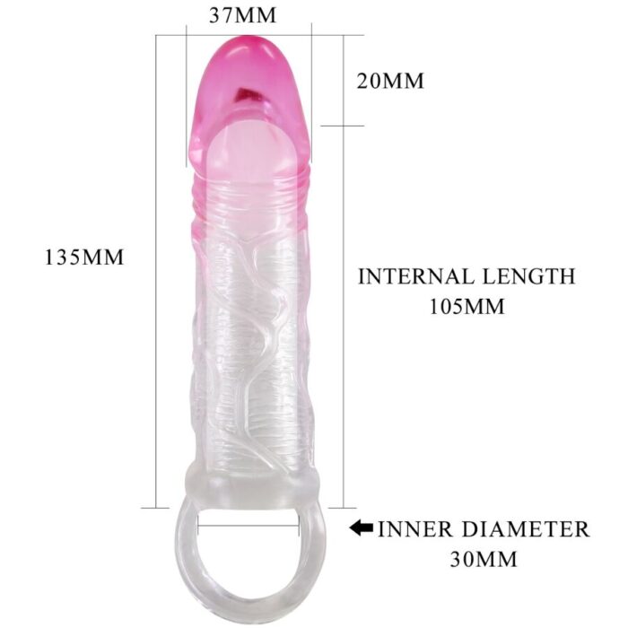 PRETTY LOVE - ODES FUNDA REALÍSTICA ALARGADORA DE 2 CM PARA PENE ROSA - CandyHot - Foto 6