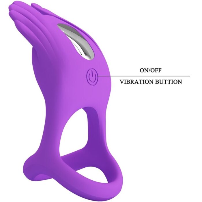 PRETTY LOVE - SILAS ANILLO VIBRADOR 7 VIBRACIONES SILICONA LILA - CandyHot - Foto 6