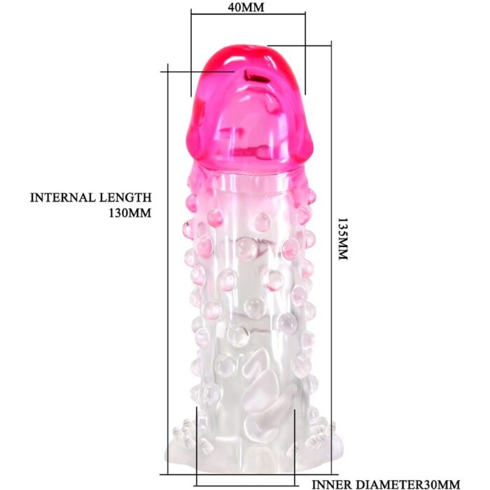 PRETTY LOVE - WILFORD FUNDA REALÍSTICA ALARGADORA CON RELIEVE PARA PENE ROSA - CandyHot - Foto 5