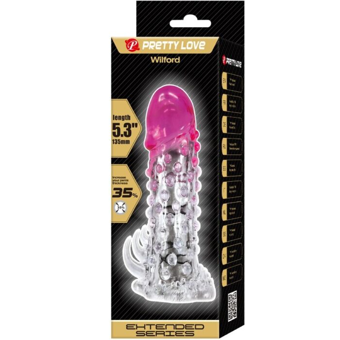 PRETTY LOVE - WILFORD FUNDA REALÍSTICA ALARGADORA CON RELIEVE PARA PENE ROSA - CandyHot - Foto 6