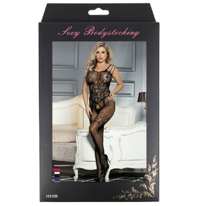 QUEEN LINGERIE - BODYSTOCKING CON ABERTURA FLORES S/L - CandyHot - Foto 6